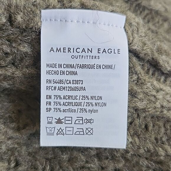 American Eagle cable knit slightly cropped sweater, deep olive green, M - Picture 7 of 11
